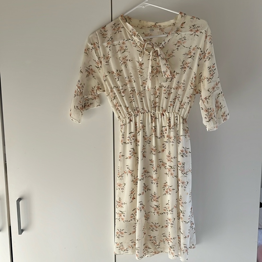Korean Florally Dress with Tie from Daily Yana (SIZE:OS)